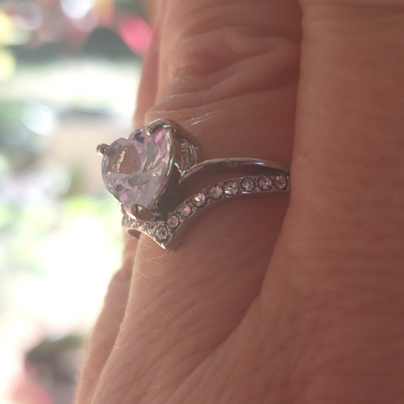 HEART-SHAPED LAB-CREATED SAPPHIRE RING IN STERLING SILVER - Picture 5 of 7
